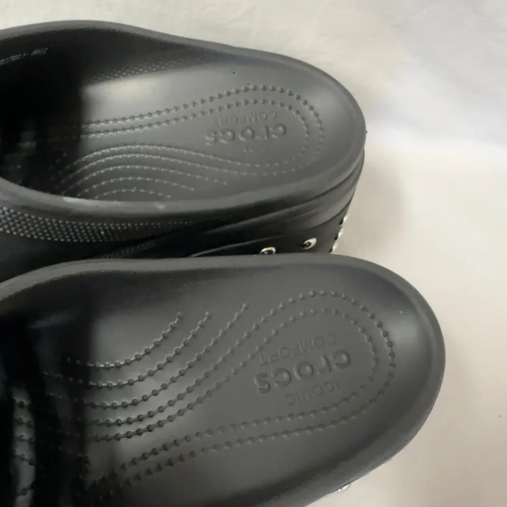 Crocs Siren Studded Platform‎ Clog Mule Black Mens Size 11 Goth Bratz